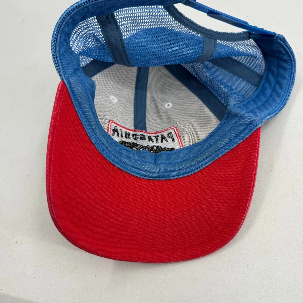 Patagonia Trucker Patch Hat  White Red Blue Fitz Roy Mountain Mesh Snapback